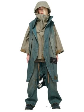 HAMCUS PRMTVSM Modular Denim Vest Coat – 20M1237-VB Size 3, XXL